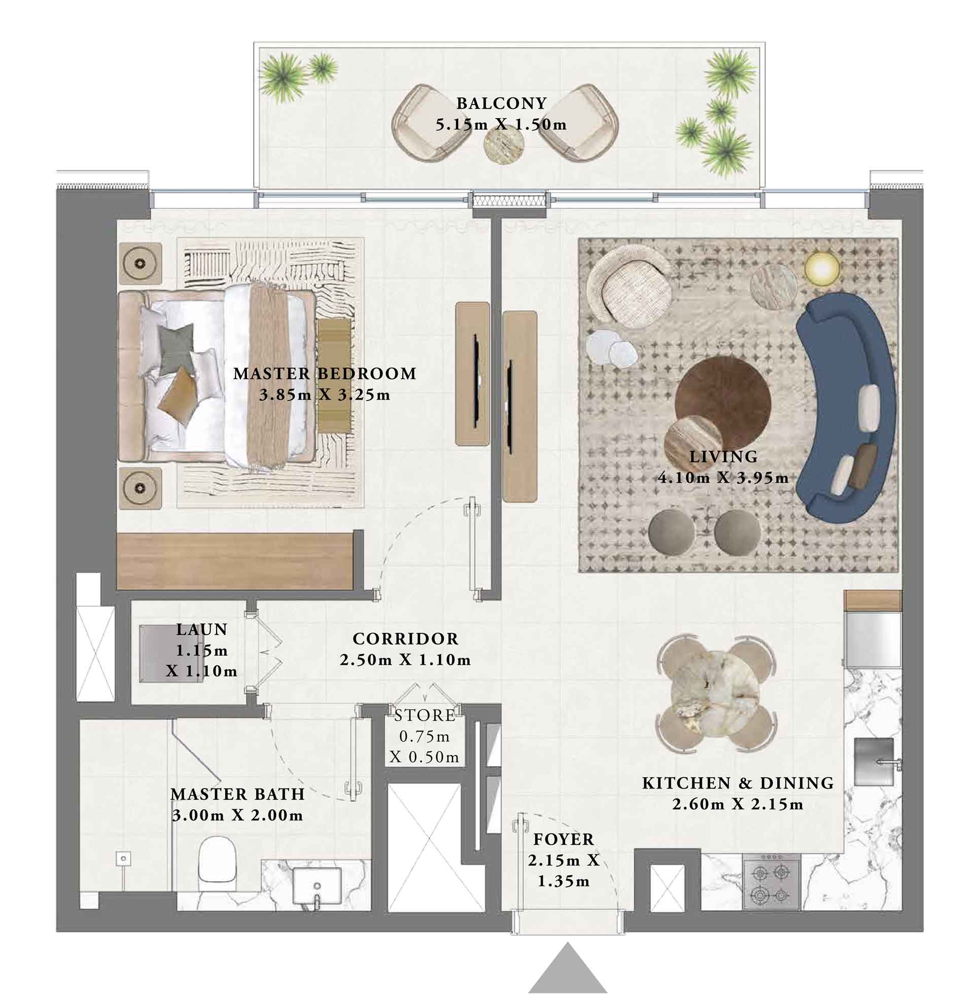 one bedroom layout comes in four different layouts ranging from 754 - 776 sqft
