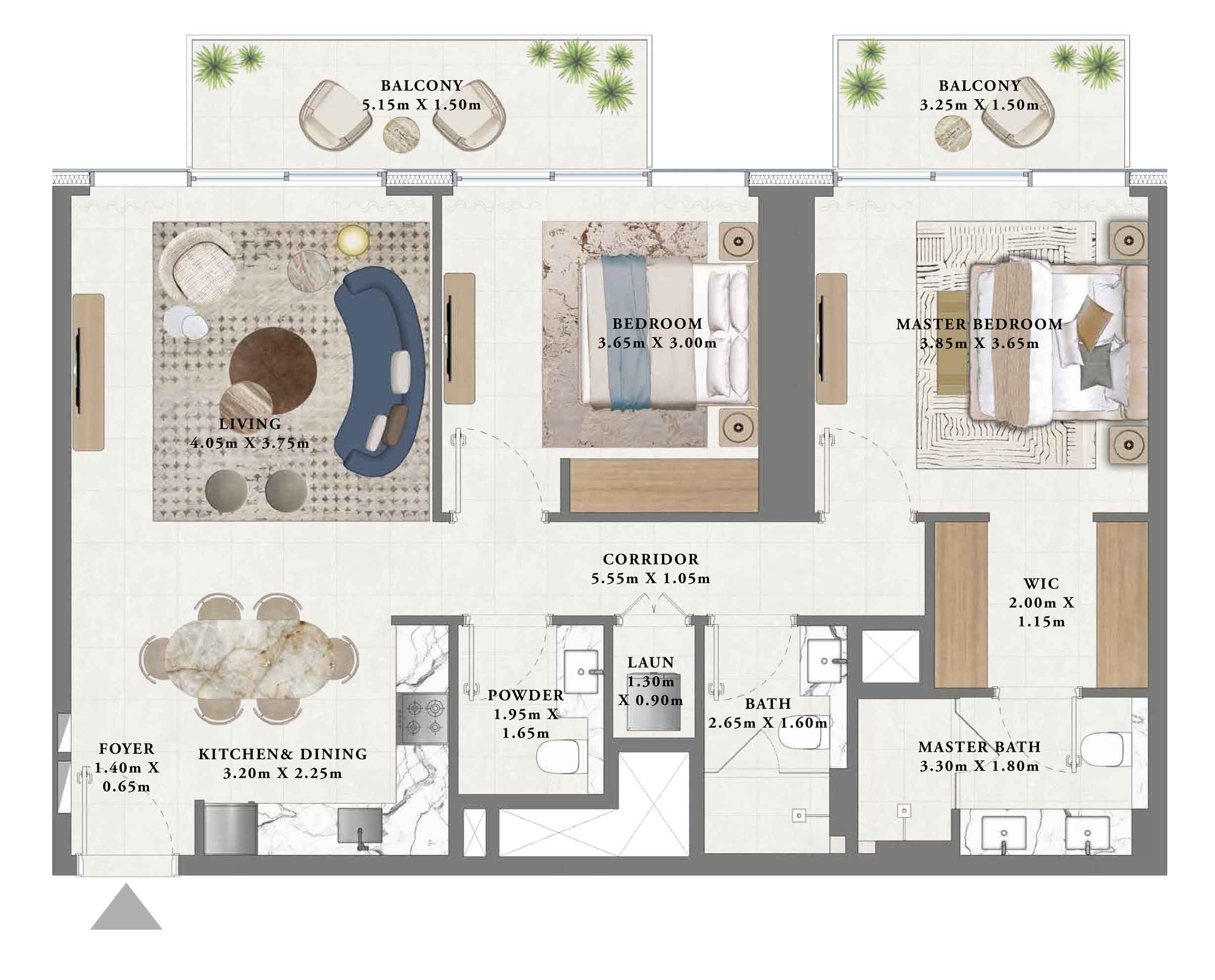 2BR comes in 4 different layout with creek, burj and dubai skyline view