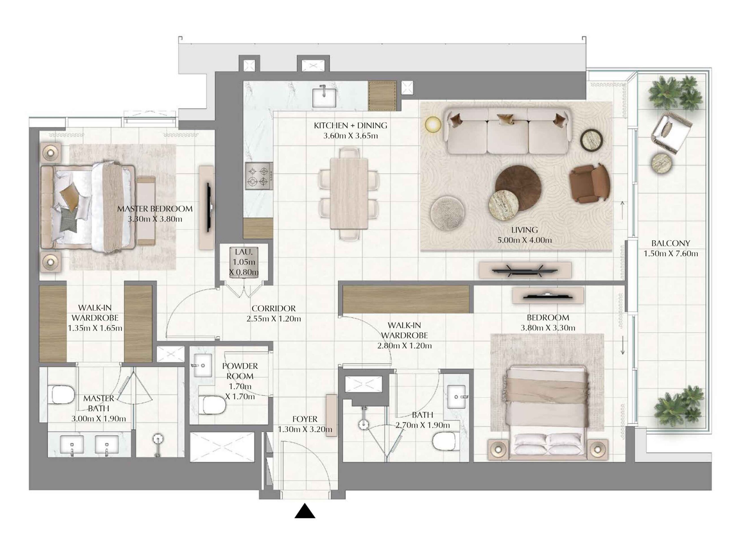 1252 sqft is the only size available for 2bedroom floor plan in emaar valia