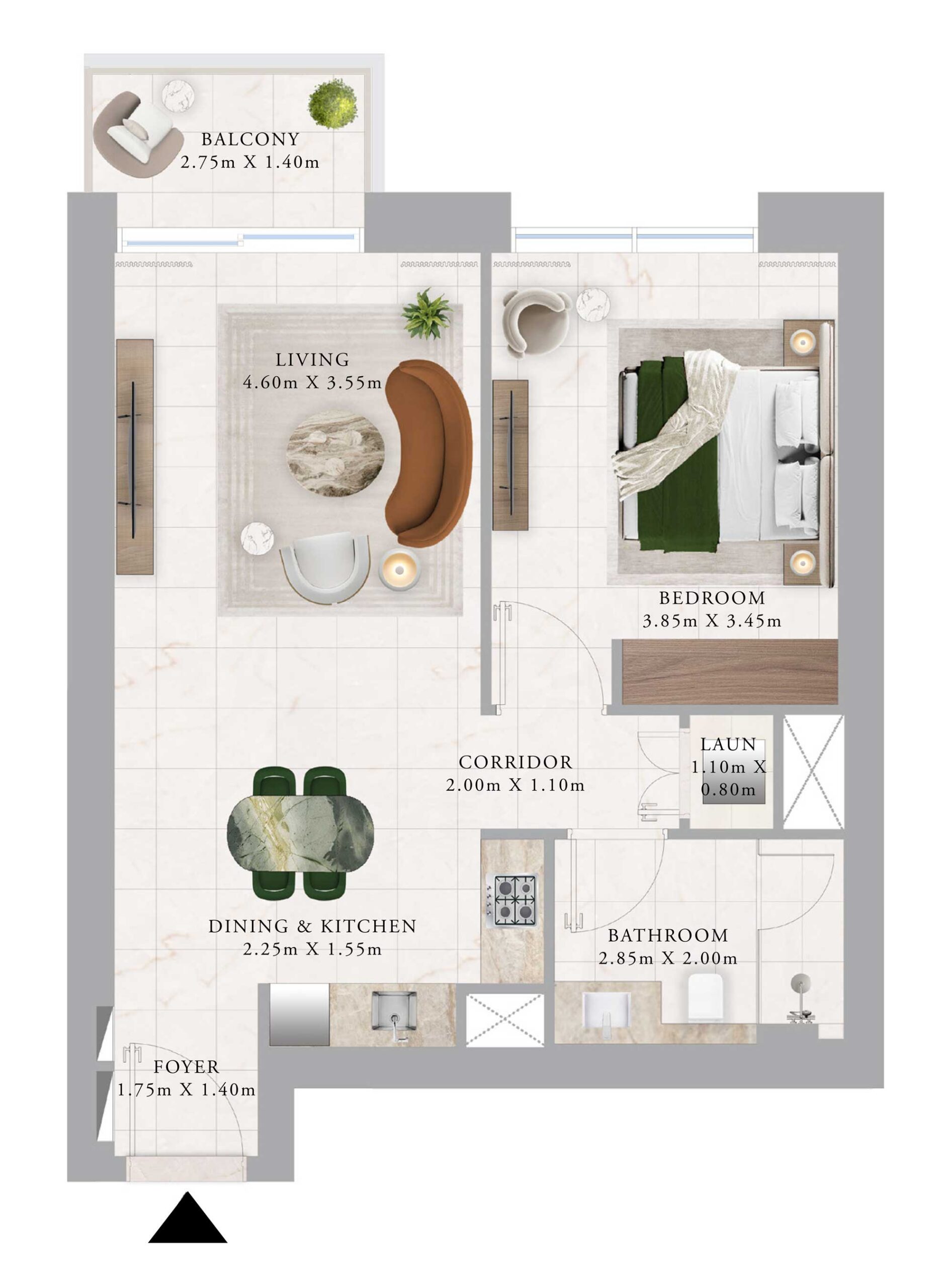floorplan-1bedroom-714.96sqft-AddressResidences-EMAAR-DubaiCreekHarbour