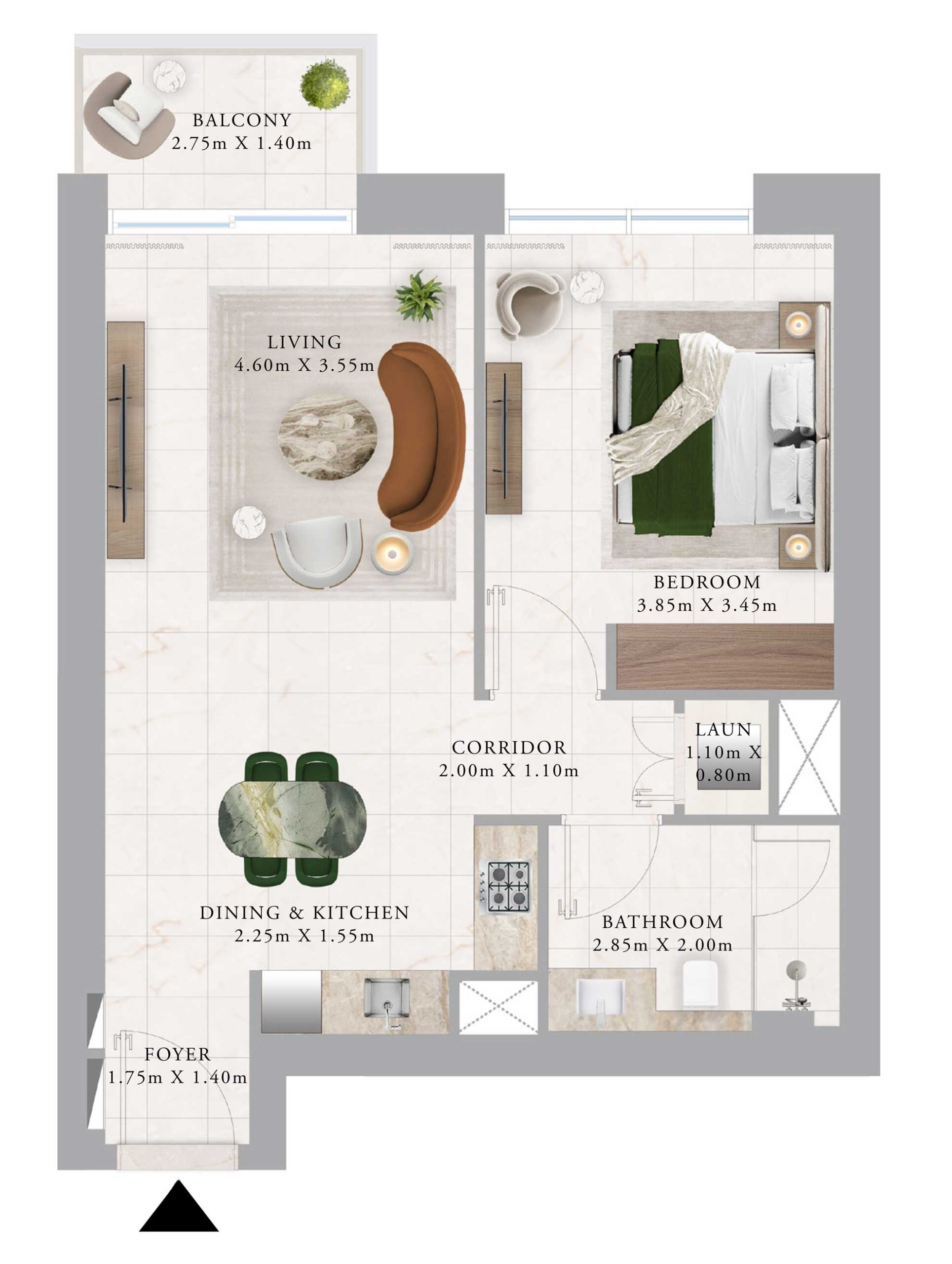floorplan-1bedroom-734.74sqft-AddressResidences-EMAAR-DubaiCreekHarbour