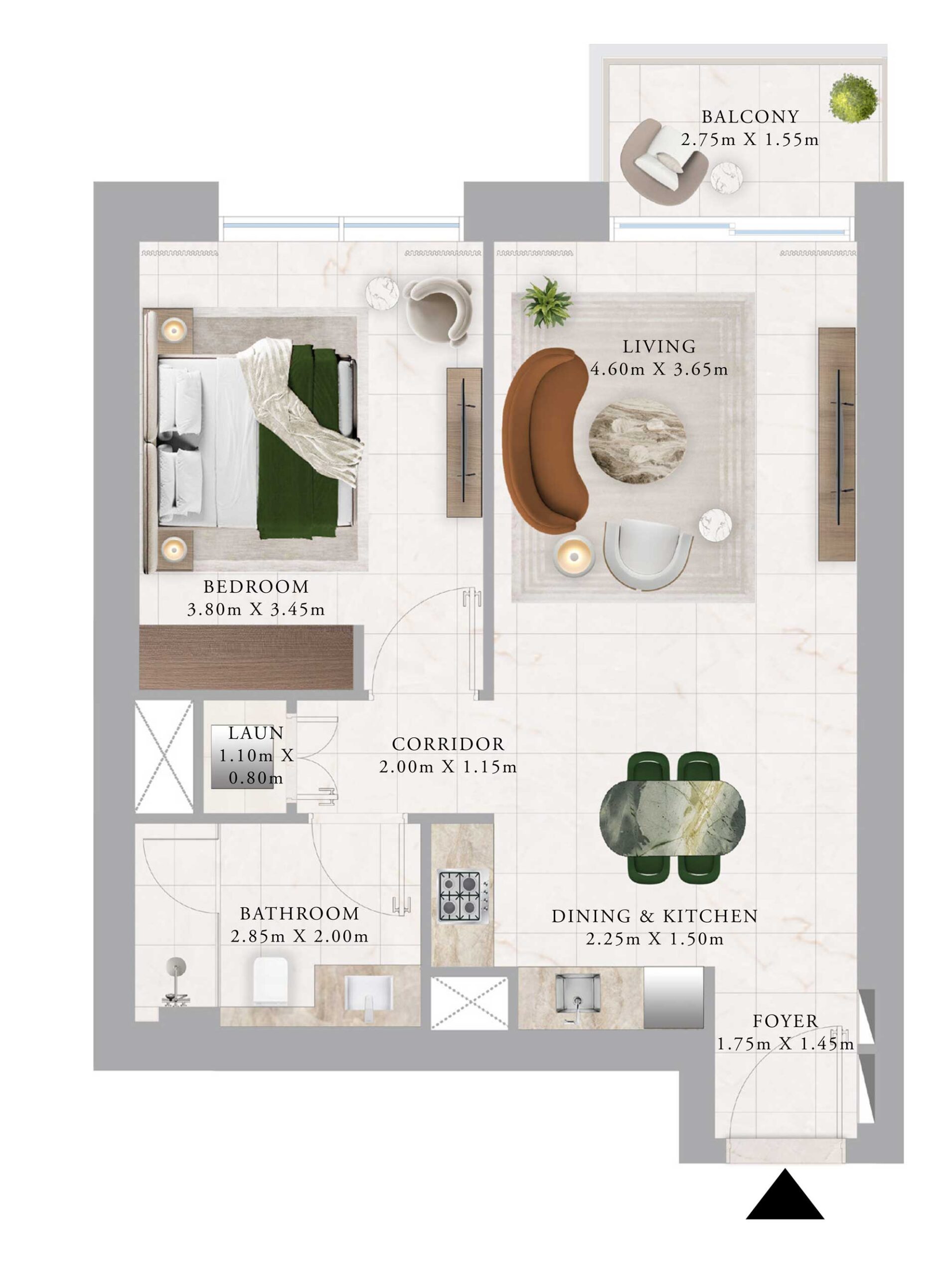 floorplan-1bedroom-739.59sqft-AddressResidences-EMAAR-DubaiCreekHarbour