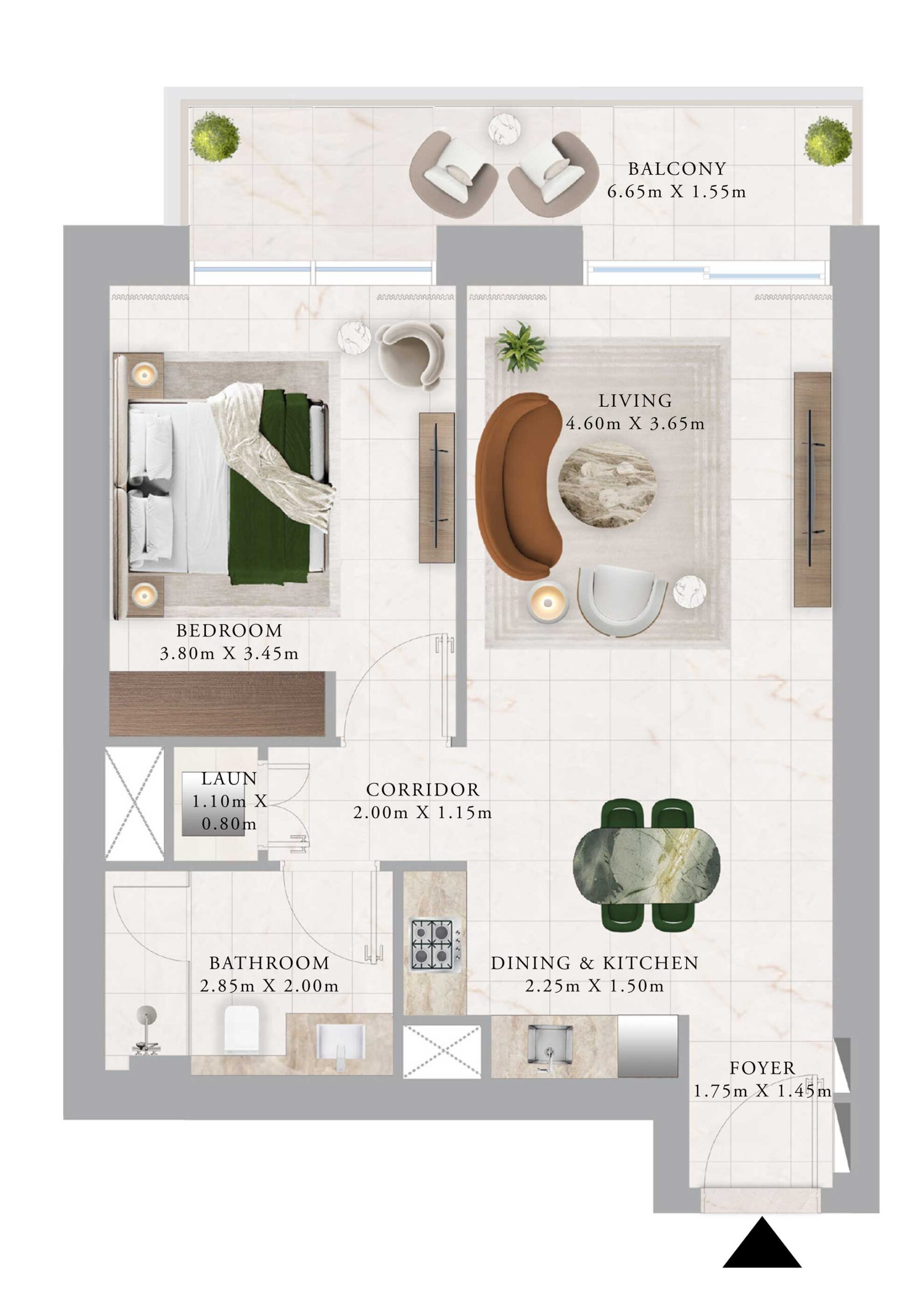 floorplan-1bedroom-809.67sqft-AddressResidences-EMAAR-DubaiCreekHarbour